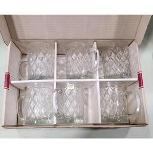 Vintage Old New Stock Arcoroc France Paul Sebastian Collection Crystal Mugs